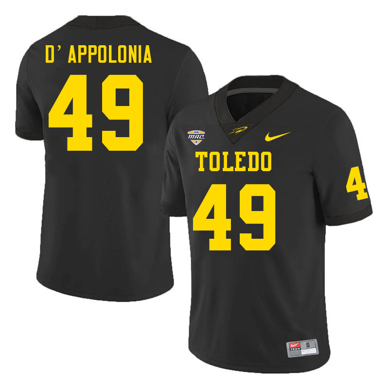 Toledo Rockets #49 Chris D'Appolonia College Football Jerseys Stitched Sale-Black